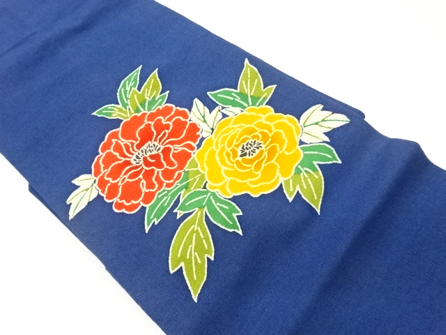 JAPANESE KIMONO / JODAI TSUMUGI PEONY PATTERN NAGOYA OBI